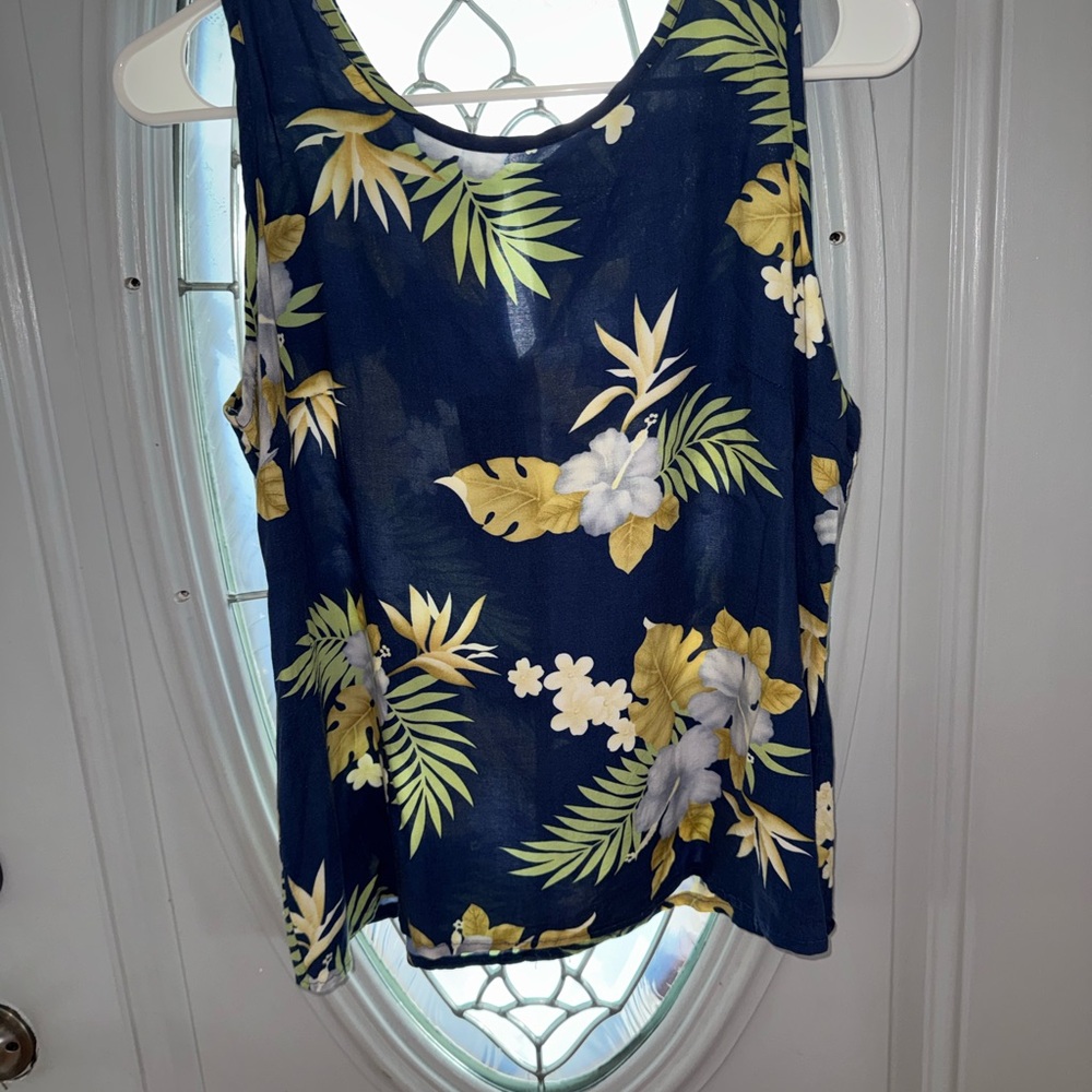 Navy Floral Sleeveless Top